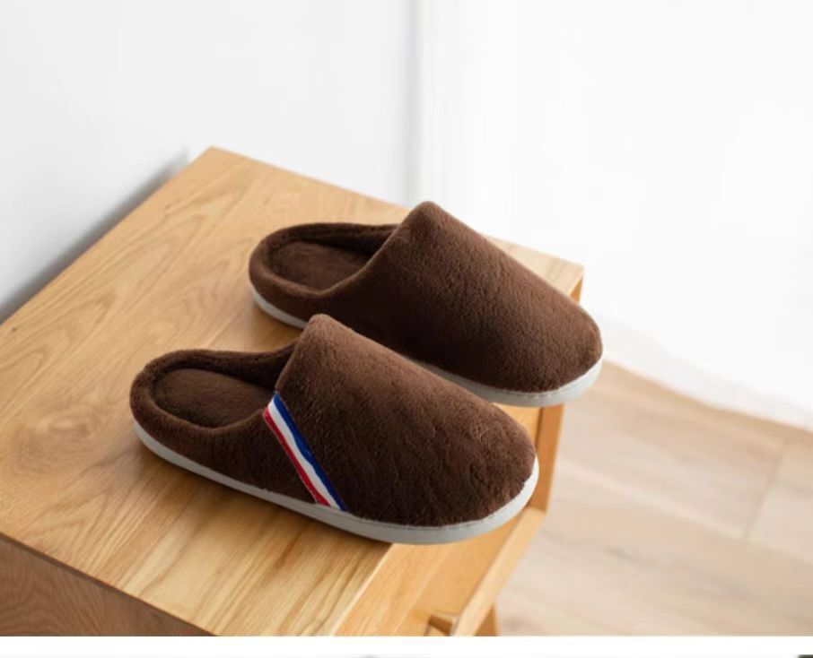 Coral Velvet Color Striped Memory Foam Anti-Slip Slippers ddmymarket