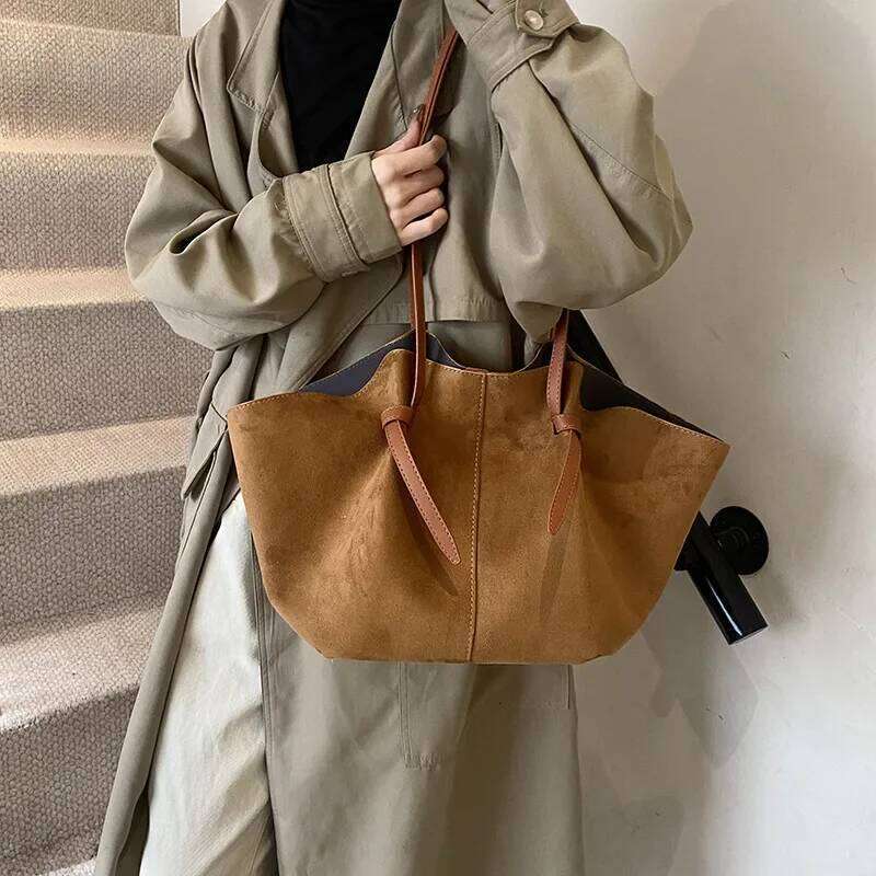 Women's Matte Wing Bag - Fall Winter Shoulder Bag, Spacious French Designer Underarm Purse, Minimalist Hobo Tote