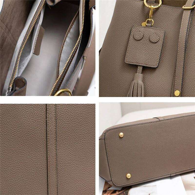 Burminsa Cowhide Genuine Leather Large Tote Handbags For Women New 2025 Designer Shopper Bucket Work Shoulder Bags