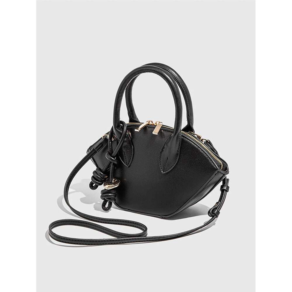 Fashionable And Versatile Single Shoulder Diagonal Cross Bag Solid Color Double Handle Metal Bead Decoration Handbag