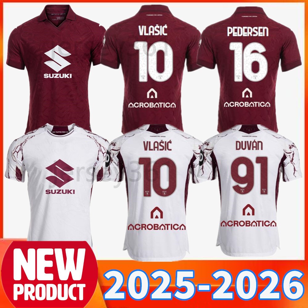 Turin Football Shirt Race Jersey 25 26 Soccer Jerseys Torino FC Home red away White Football Jersey 2025 2026 ABOUKHLAL VLASIC PEDERSEN ADAMS Men Maglie Da Calcio