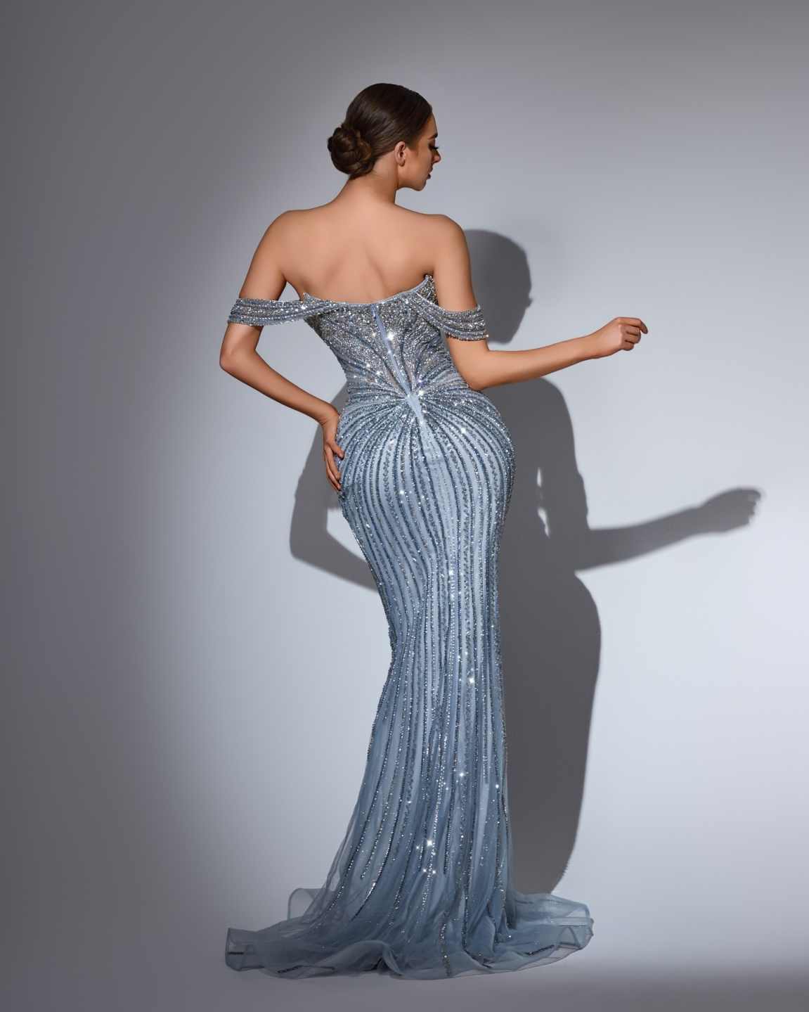 Sparkly Mermaid Prom Dress Off Shoulder Sleeveless Sequins Evening Dresses Luxury Crystal Floor Length Formal Gowns Customized