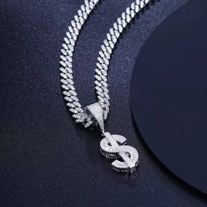 Hip Hop Shining Engraved Custom Baguette Cut 925 Sterling Silver 18k Gold Plated Moissanite Pendants