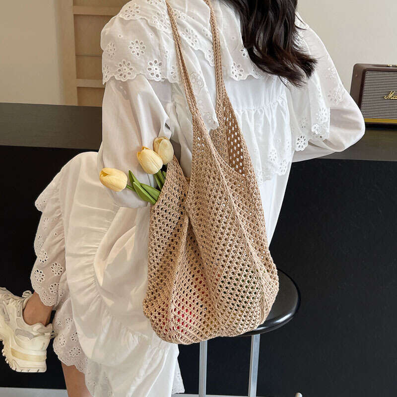 Fashion Beach Bags Large Capacity Woven Handbags for Women Summer Travel Commuting Hollow Out StrawBag 2025 Trendy Versatile Shoulder Bag