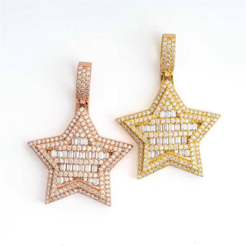 Custom Iced Out Bling Hip Hop Jewelry 925 Sterling Silver Men Women Star Moissanite Pendant