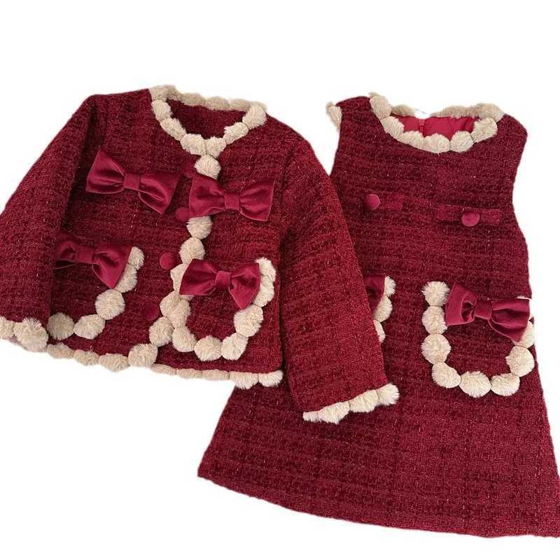 Girls Xiaoxiangfeng cotton set winter 2025 new baby foreign style thickened jacket vest skirt twopiece set L2509264WFW