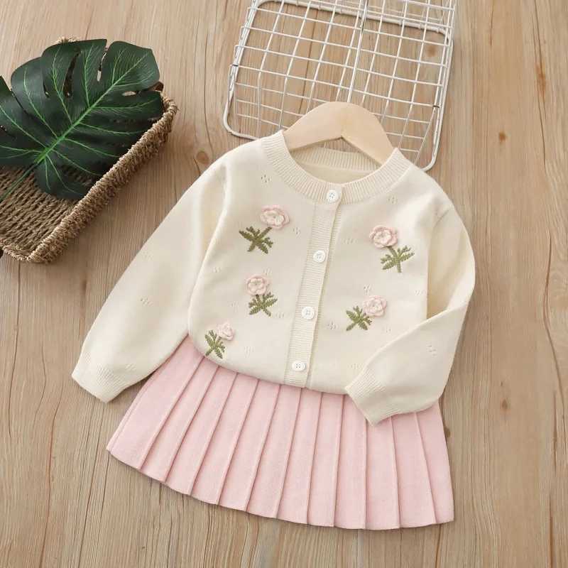 Childrens Sets Girl Sweater Cardigan Skirt Suit Autumn Sweater and Skirt Set for Baby Girls Childrens Kids Clothes L250926IF89