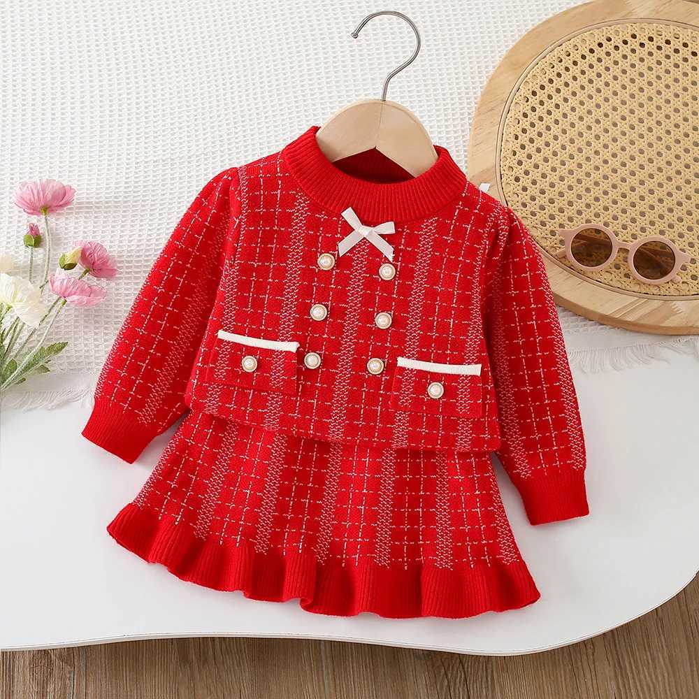 Girls Knitted Clothes Sets Spring Autumn Children Woolen Jersey Sweaters Coats Skirts Kids Fashion Dress Suit For Baby Outfits 6 L2509265D55