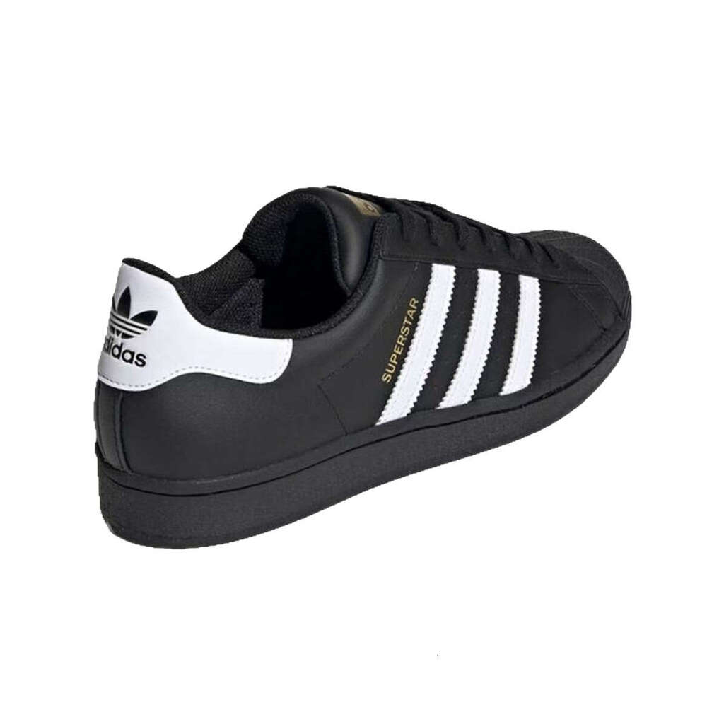Classic Shell Toe Three Stripes Black White Gold Label Ins Versatile Couple Casual Unisex Sneakers Trade 4b