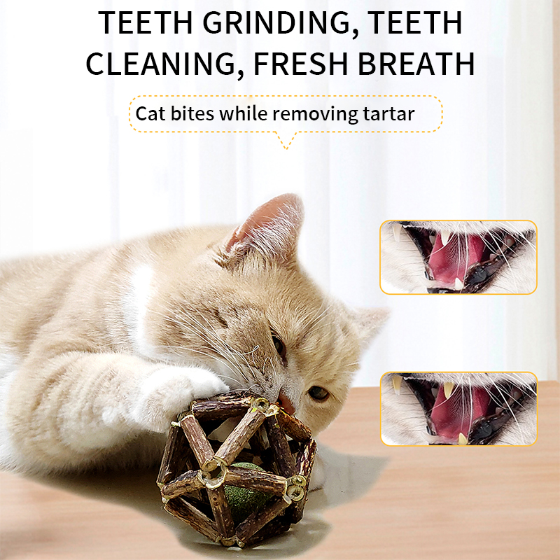 MuLing Cat Toy Wooden Sky Liao Teasing Cat Stick Cat Self Hi Soothing Tool Durable Bite Cat Mint Ball Kitten Teeth Grinding Stick