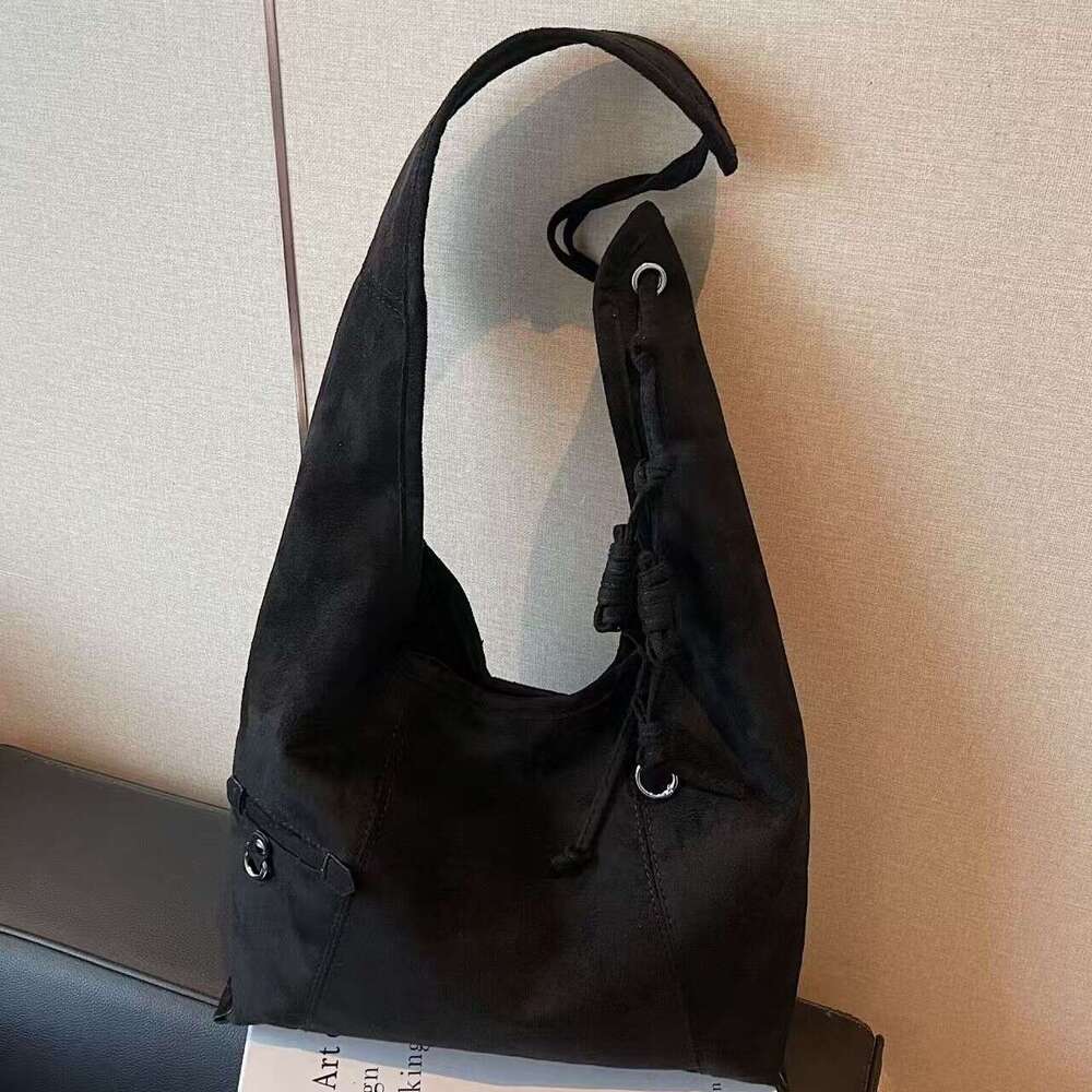 Vintage Suede Designer Tote Autumn Half Moon Hobos Women Shoulder Bag High Quality Frosted Handbag Fashion Shopper Purses totebag