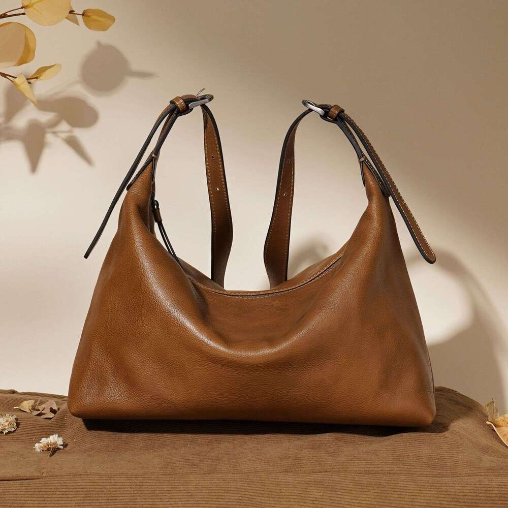 designer bag Luxury bag Tree Paste Top Layer Cowhide Genuine Leather Autumn High-End Feel Women's Niche Classic Hobo Shoulder Underarm Bag