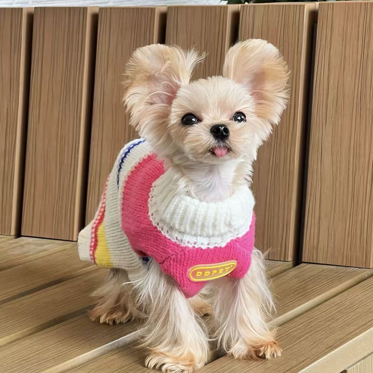 T1343 Pet autumn and winter bottoming shirt ins baby fabric bottoming shirt Yorkshire schnauzer small pet doll collar bottoming