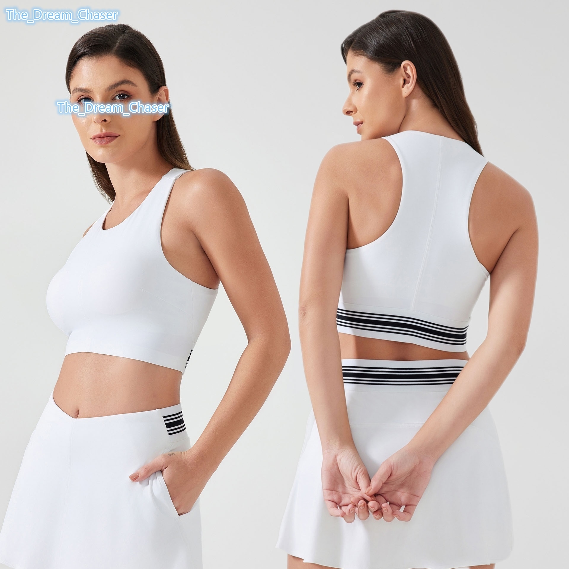 Custom Summer 2 Piece Set Women High Elasticity Impact Cross Color Y2k Skirt Set Nude Feel High Quality Tennis Skirts Set