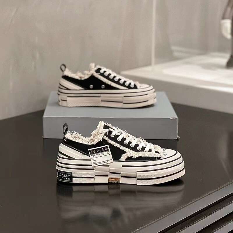 Wu Jianhao Style Beggar Canvas Half Men's Women's Shoes Frayed Edge Trendy Thick Sole Height Increasing Casual Sneakers d1