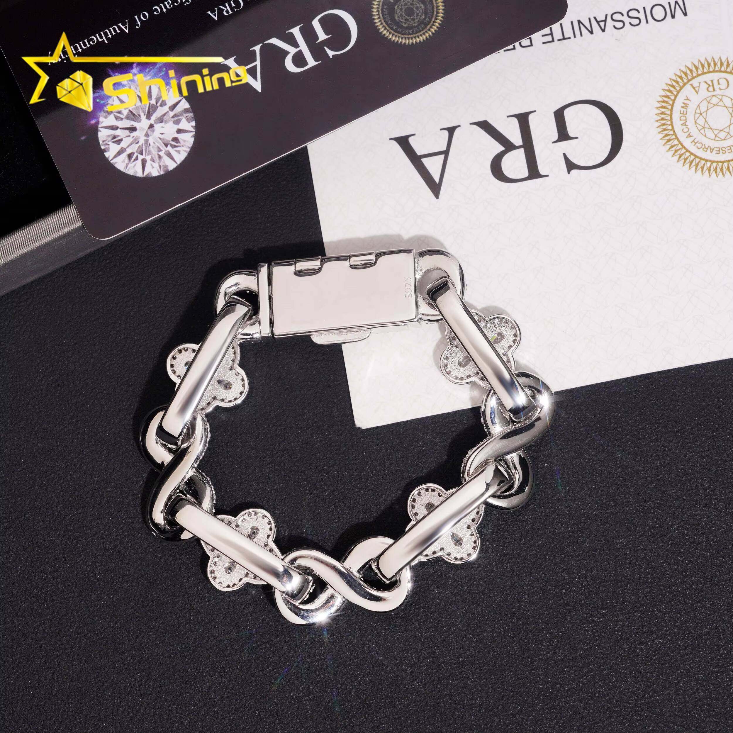 Pass Diamond Tester Hip Hop Jewelry Bling GRA Certified 925 Silver Infinity VVS Moissanite Bracelet