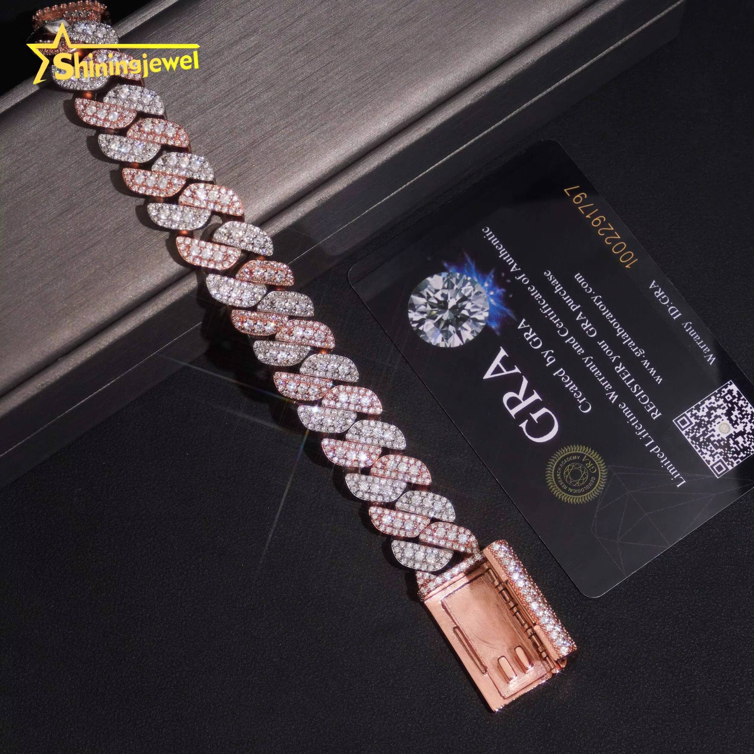 Two Tones 15mm Moissanite Cuban Bracelet Shines Like Diamond 925 Silver Affordable Luxury Bigger Sparkle Lower Price