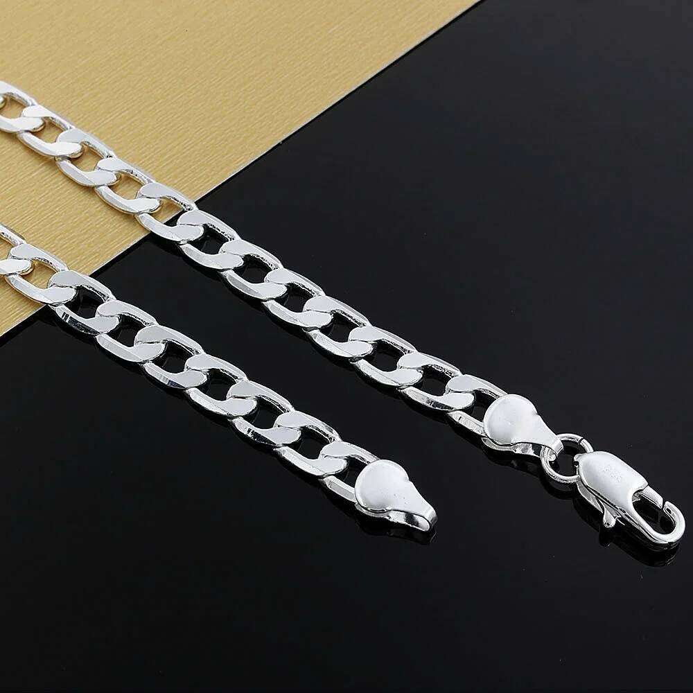 Sterling Sier Necklace High Quality Jewelry For Women Men 40-60cm 8mm Chain Solid Fashion Wedding Christmas Gifts
