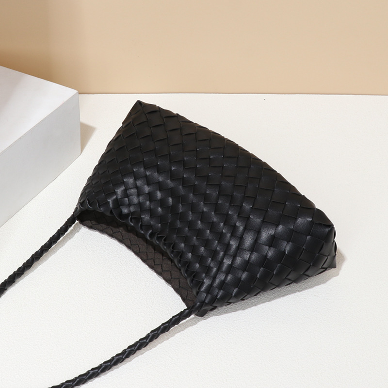 New Women's French Fashion Handwoven Handheld Basket Shoulder Unique Small Square Bag