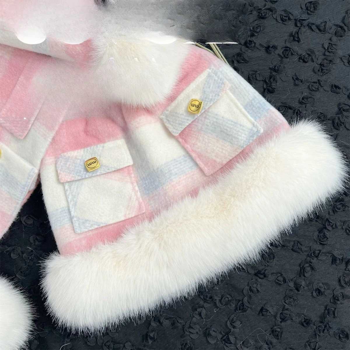 Single Breasted CoatShortskirt 2PCS Kids Winter Princess Clothes Set Toddler Girl Autumn Clothing Children Lattice Elegant Suit L2509261RC8