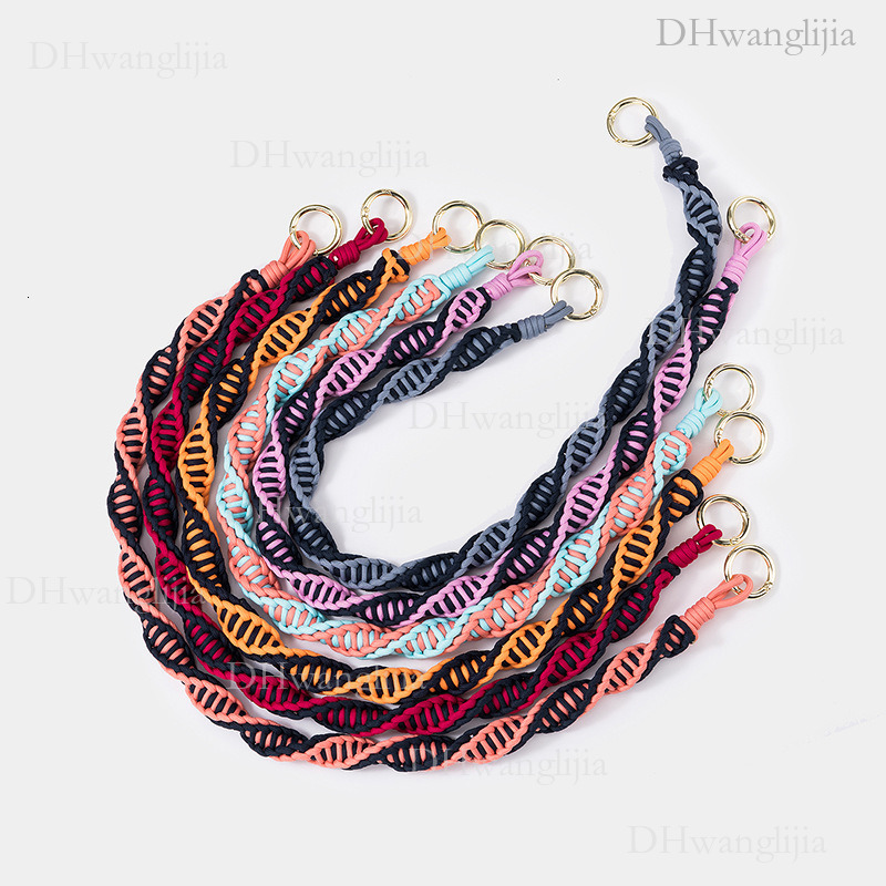 DH Luggage Accessories Korean Version Fashion Color-Block Rope Woven Wide Hardware Round Buckle Bucket Single Shoulder Underarm Universal Strap Trendy
