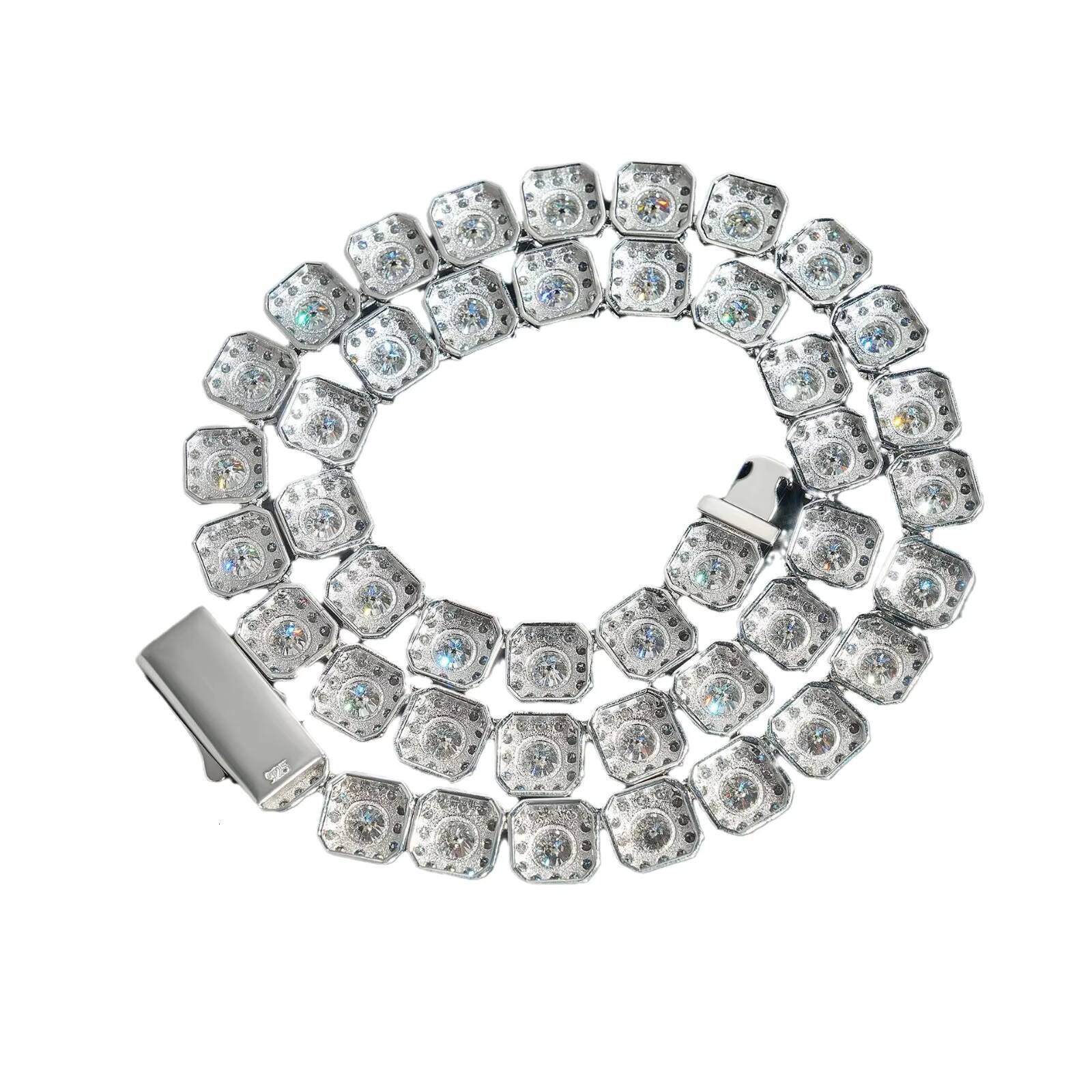 Mens Hip Hop Jewelry Tennis Link Bracelet Moissanite Diamond Choker with Iced CZ Clustered Tennis Necklace Gift