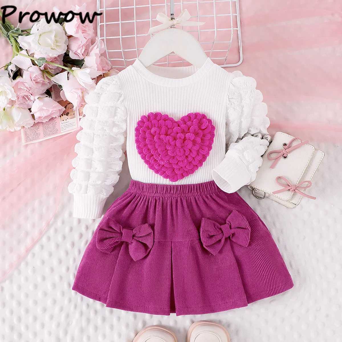 Baby Girl Clothing Sets For 03 Years Old Knited Heart Shape Top and Corduroy Skirts Spring Fal TwoPiece Toddler Girl Outfits L250926ZFLC