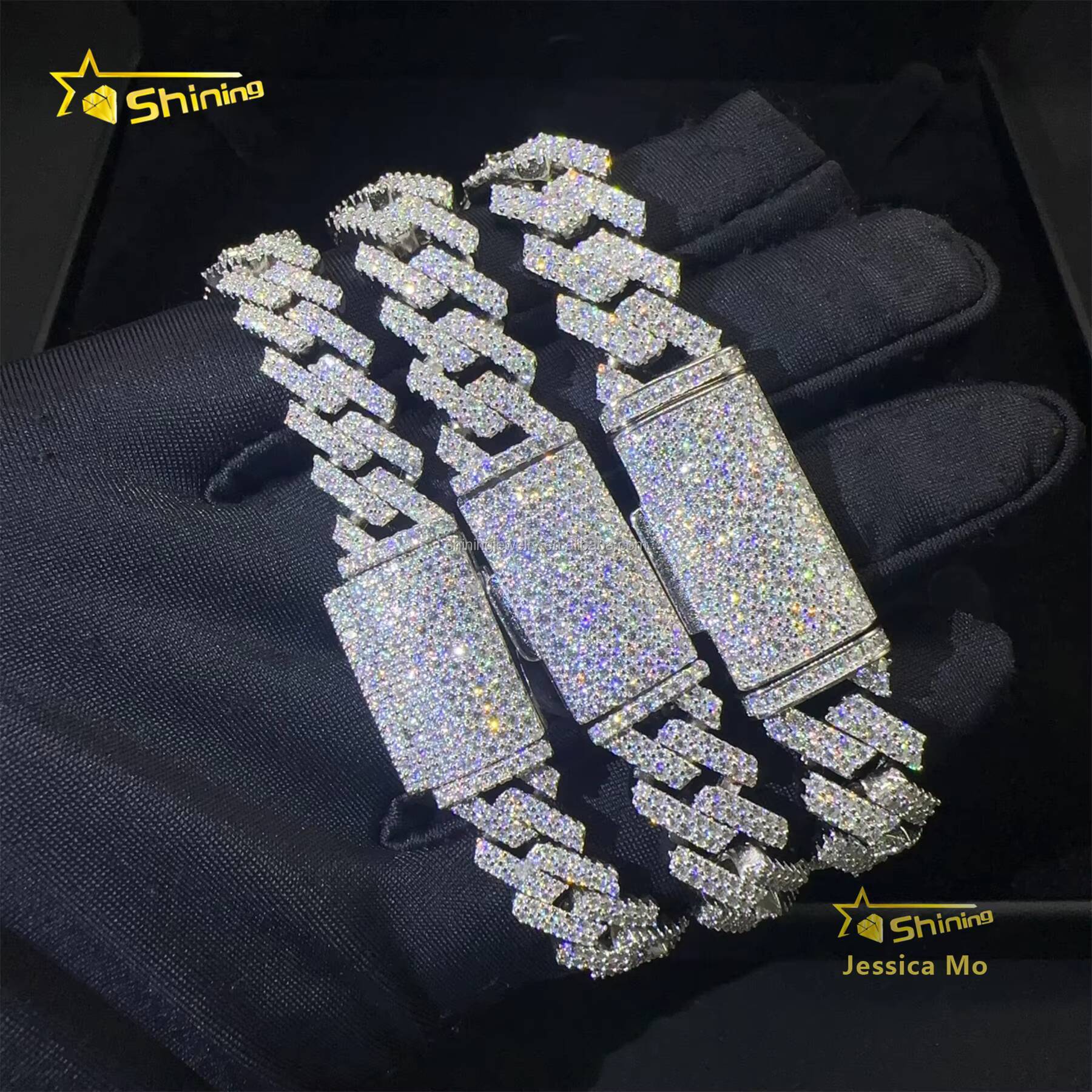 Fashion Rapper New Arrivals Hip Hop 10mm 12mm 13mm 2Rows Jewelry VVS1 Moissanite Iced Out GRA Certificate S925 Silver Bracelet