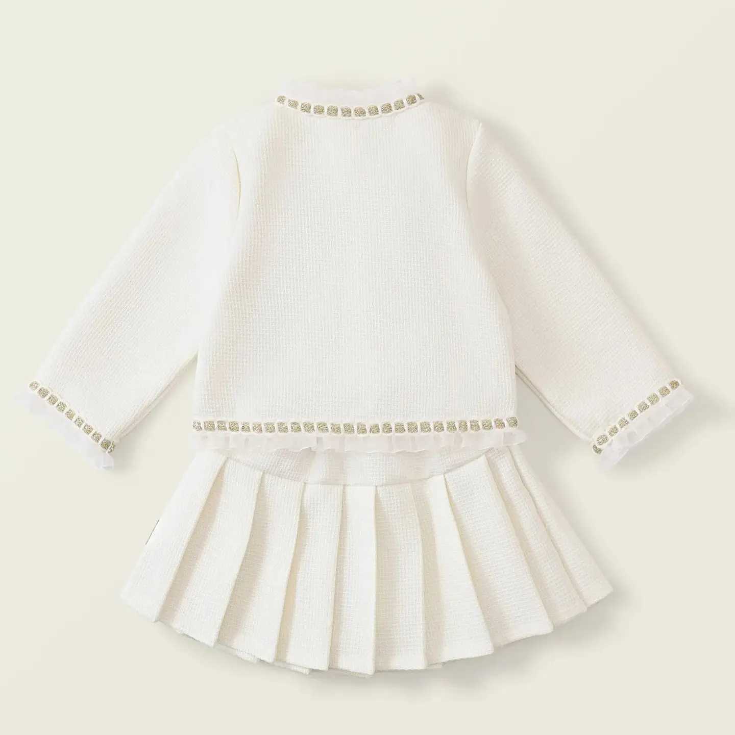 Temperament Kids Girl Sets 2024 Autumn Winter Clothing Long Sleeve Top Pleated Skirt 2pcs Outfit Fashions ChildrenS Suit 27Y L250926SZFQ