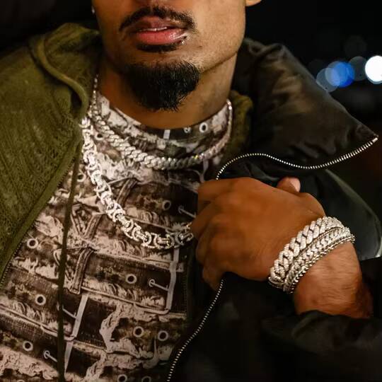 Pass Diamond Tester Byzantine Chain Customized Trendized Size 925 Sterling Silver Iced Out Hiphop Moissanite Cuban Chain