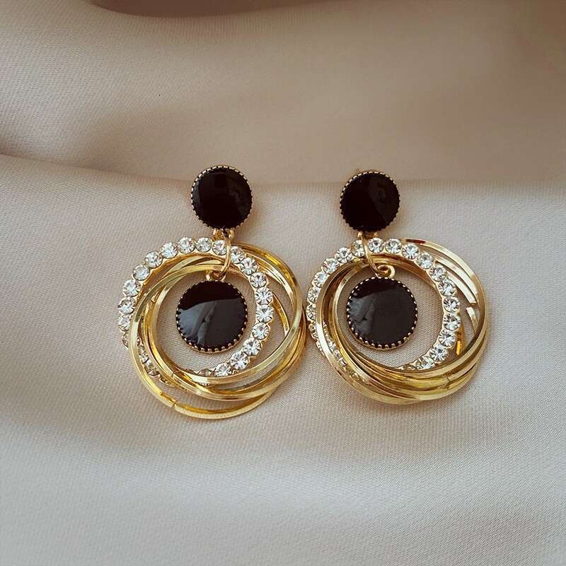 2025 New Trendy Korean Style Ins Personality Stud Long Circle Drop Earrings
