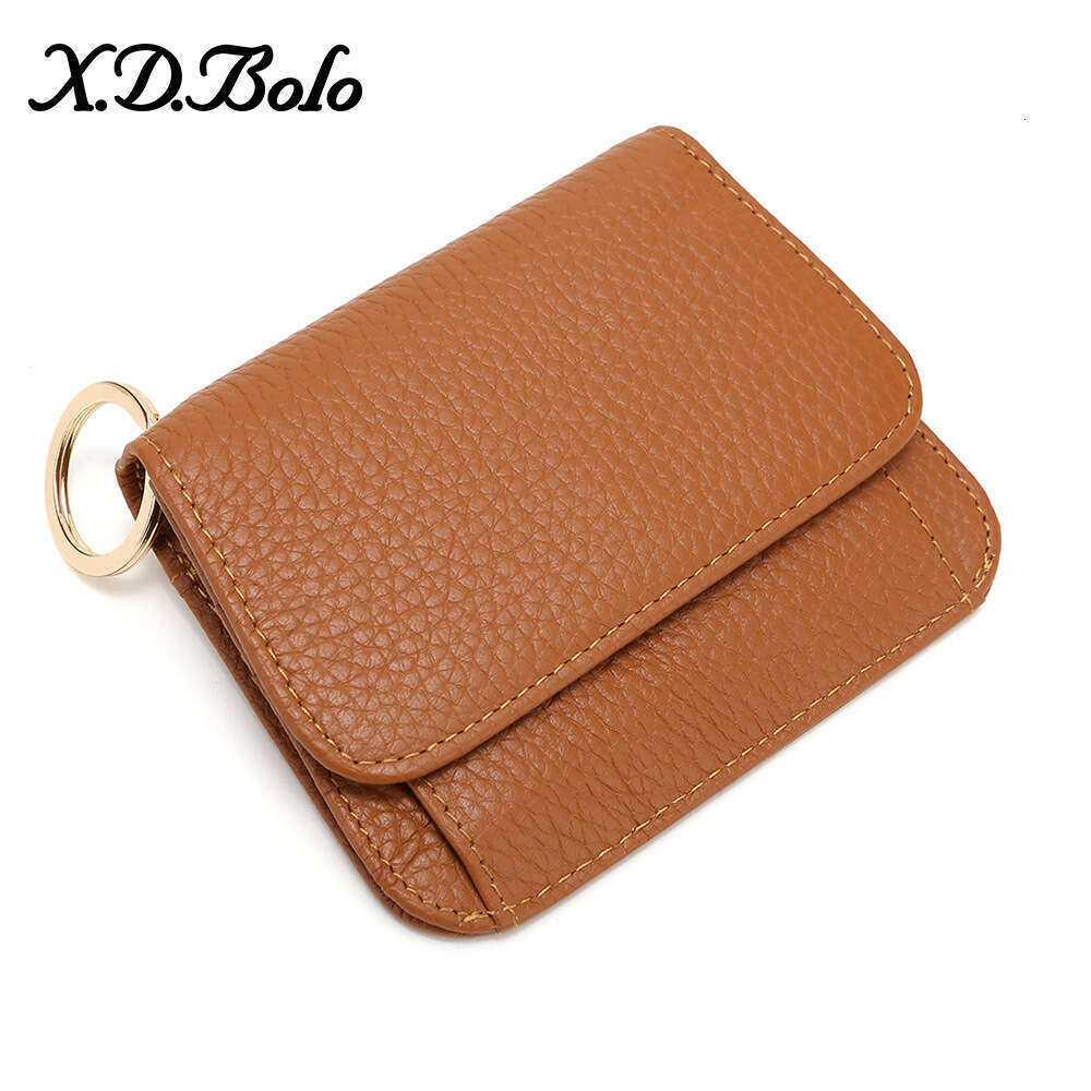 XDBOLO Short Simple Wallet Women's Holder Ins Cowhide Japanese Cute Card Clip Korean Version Mini Coin Purse B5