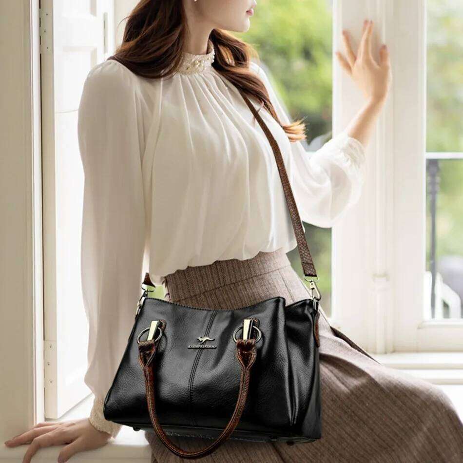 Designer Soft Leather Shoulder Crossbody Bags for Women Elegant Large Capacity Tote Handbags Sac