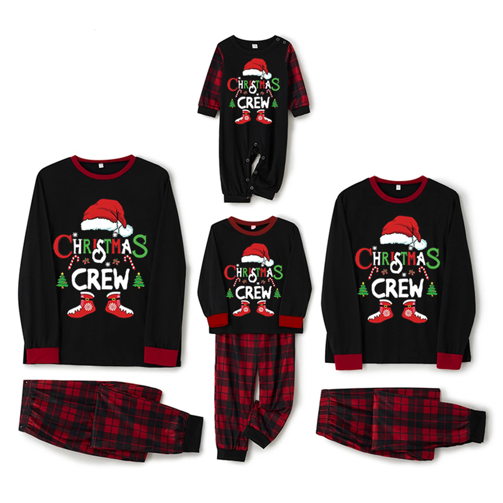 Christmas Family Matching Outfits Mom Dad Kids Pajamas Sets Baby Rompers Casual Loose Sleepwear Xmas Look Pyjamas 250923