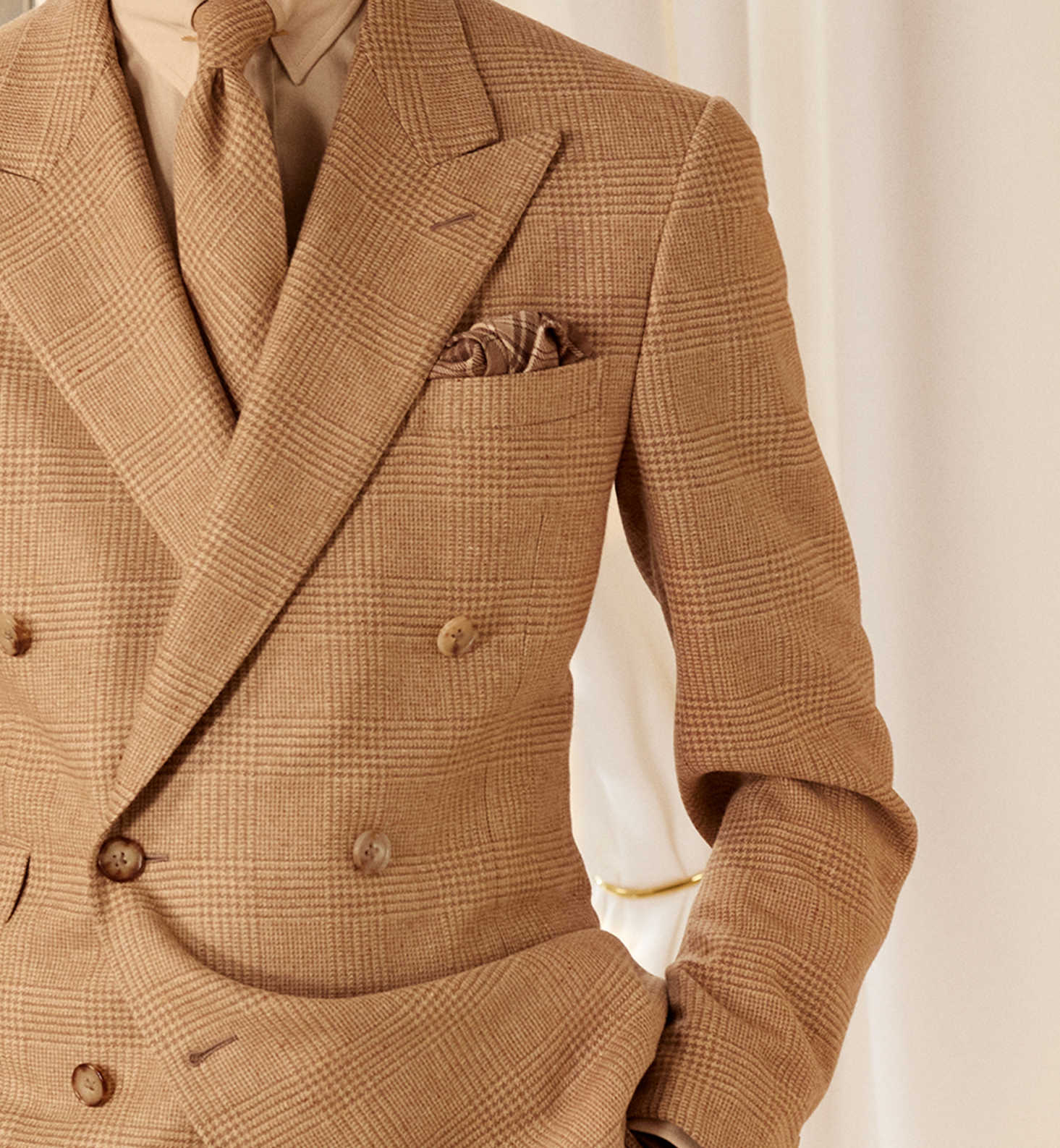 Vintage Men's Plaid Double Breasted Suit Sets Peaked Lapel Two Pieces Jacket Blazer Slim Fit Wedding Prom Party Customized Outfits