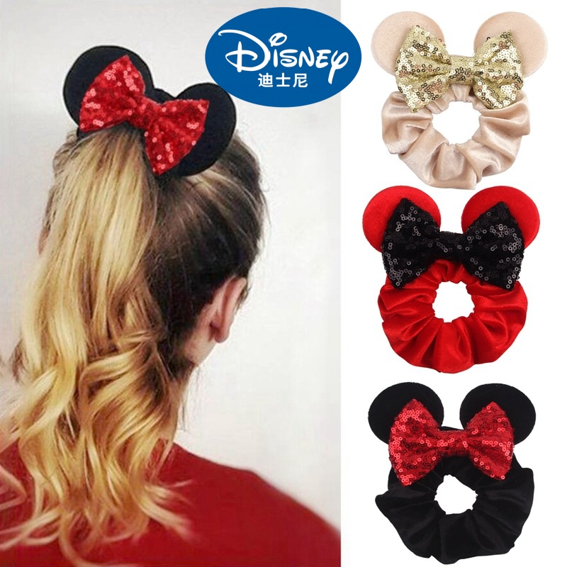 Disney little girl hair accessory Mickey Halloween Christmas hair ring velvet pig intestine hair ring elastic golden velvet hairband Halloween decorat