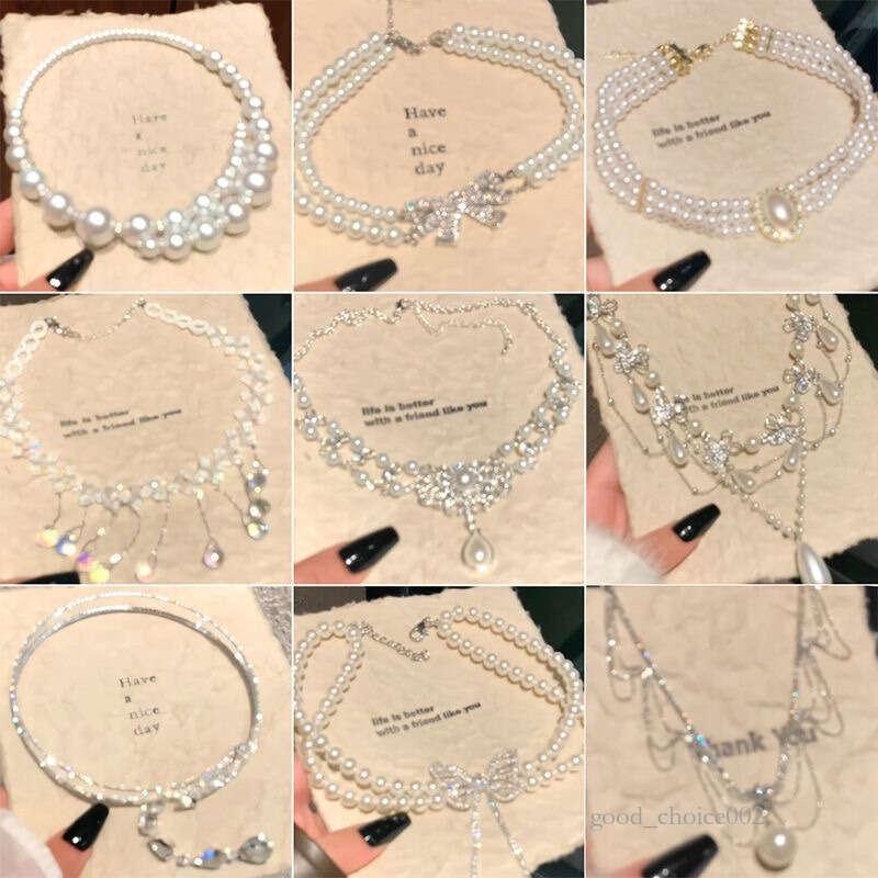 Lanjia- French Dia-Studded Pearl Water Drop Light High-End Clavicle Chain Hepburn Style Bridal Wedding Necklace Jewelry For Women F5146 10