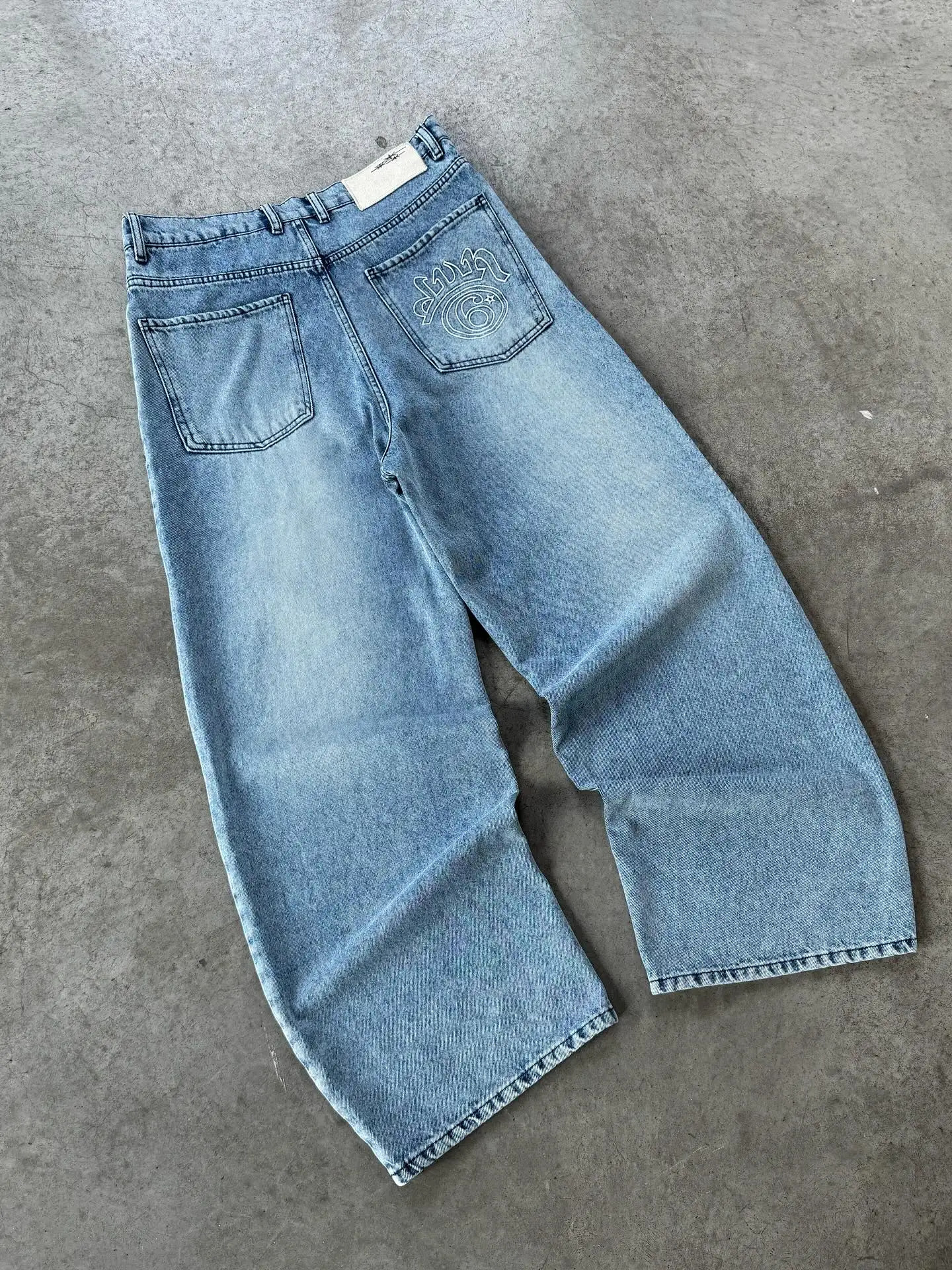 Embroidered Jeans Y2K 2000s casual mens womens hiphop denim pants fashionable high waist wideleg jeans Z260313