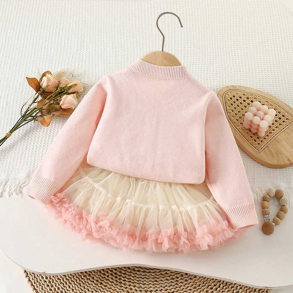 Girls Dress Clothes Sets Spring Autumn Children Woolen Jersey Sweaters Coats Skirts Kids Princess Suit For Baby Knitted Outfits L250926MWZ1