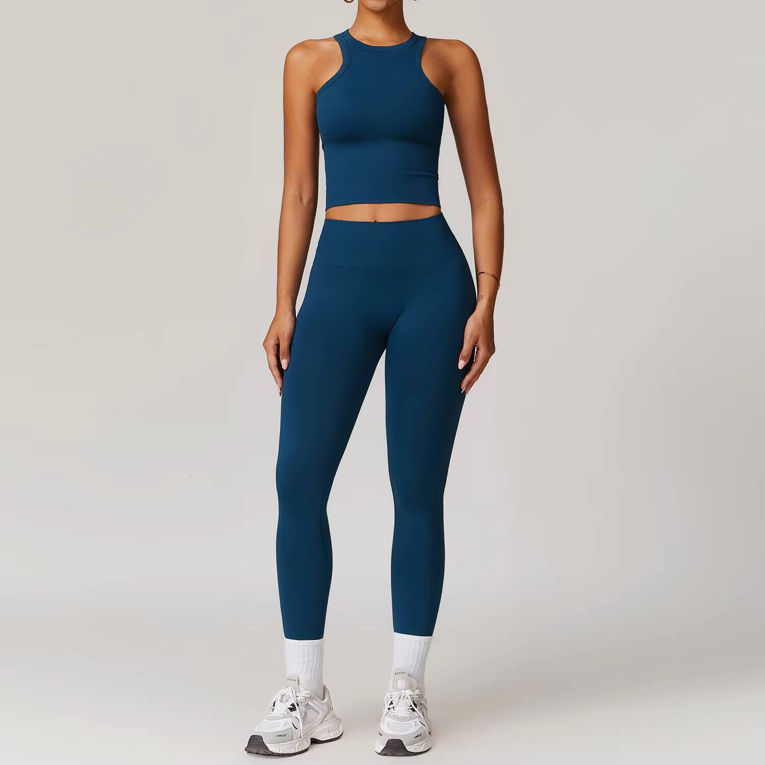 Custom Soft Active Wear Sportswear 5 Pieces Sets Gym Fitness Yoga Suit