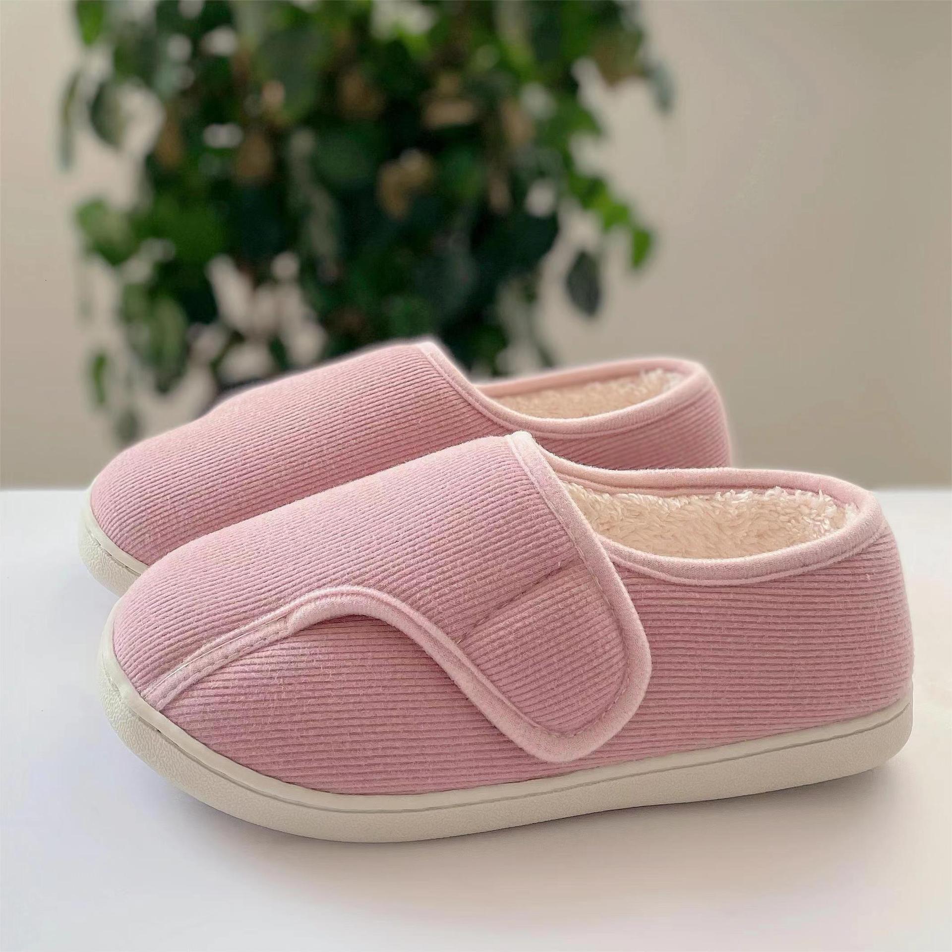 Adjustable Pregnant Women Elderly Home Indoor Outdoor Thick Sole Non-Slip Household Maternity Shoes Winter Closed Heel Postpartum Cotton Slippers ddmy