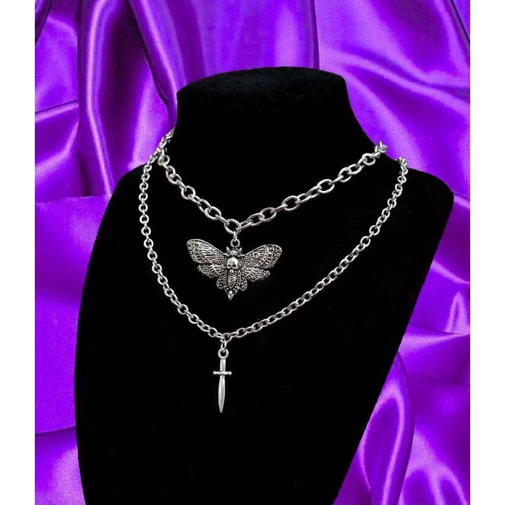 Vintage sword necklace,Goth jewelry,Middle Ages,Broken sword,Pentagram,Moth,Mystery,Rock,Y2k,Blood drop,Choker For Women Man