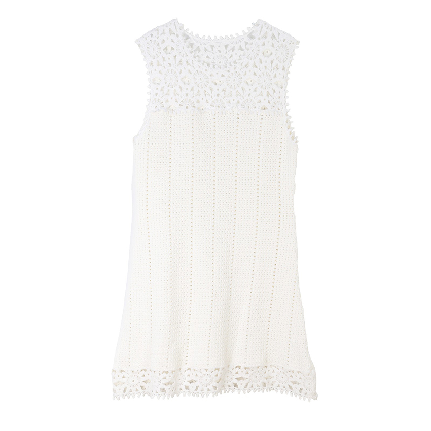 M-brand niche luxury hollow dress for women, urban style holiday vest dress, French beach sleeveless vest A-line dress, women's knitted.