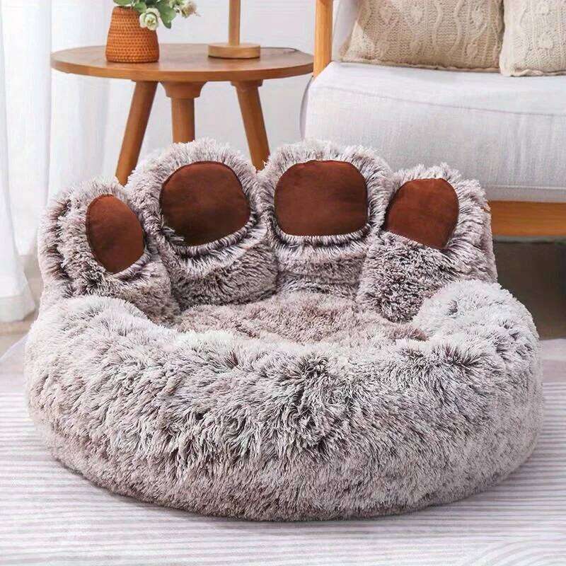 designer brand Cat Sofa Cute Bear Paw Shape Comfortable Cozy Pet Sleeping Beds For Small Medium Large Soft Fluffy Cushion Dog Bed