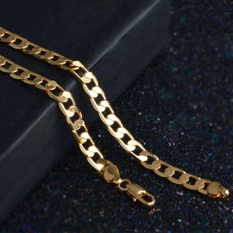 Special offer gold Necklaces Stamp Sier color Classic 8MM sideways chain for Men woman fine Jewelrys Wedding party