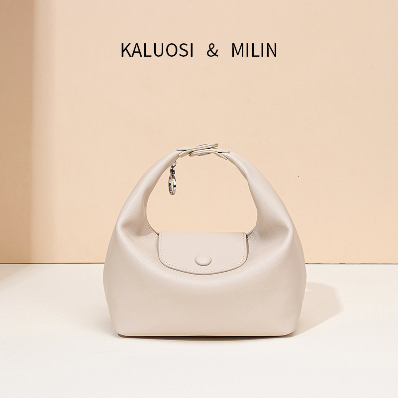 Cream Color Dragon Embroidered Simple New Lunch Box Vintage Fashion Handbag Dumpling Shoulder Crossbody Bag