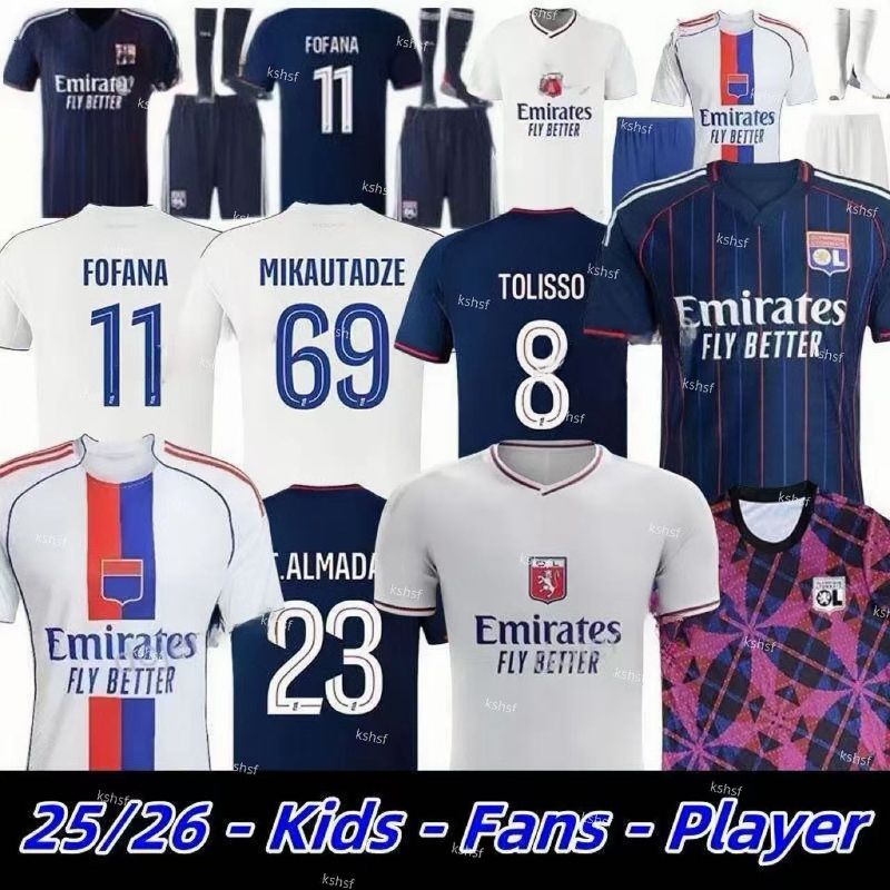 25 26 Maillot Lyon Soccer Jerseys 2025 2026 75-Year Olympique Lyonnais Football Jersey OL 3rd Fourth Shirts CHERKI Mikautadze Men Football Shirt Kids Kits