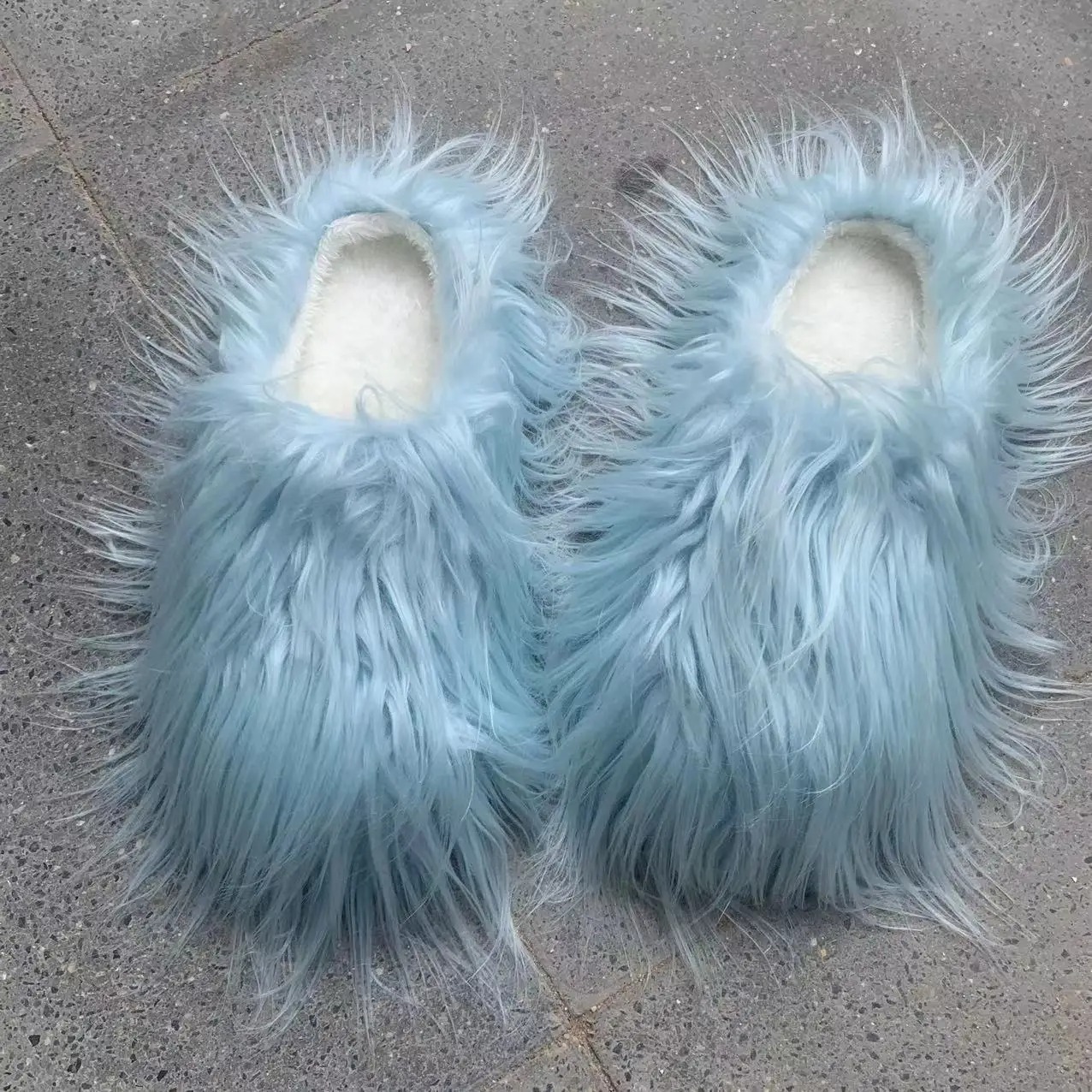 Luxury Fur Slippers Women Round Toe Mongolian Fur Slides Woman Shoes Female Full-Fur Slipper Footwear Soft Round Sole Designer Mongolian Woolen Padded