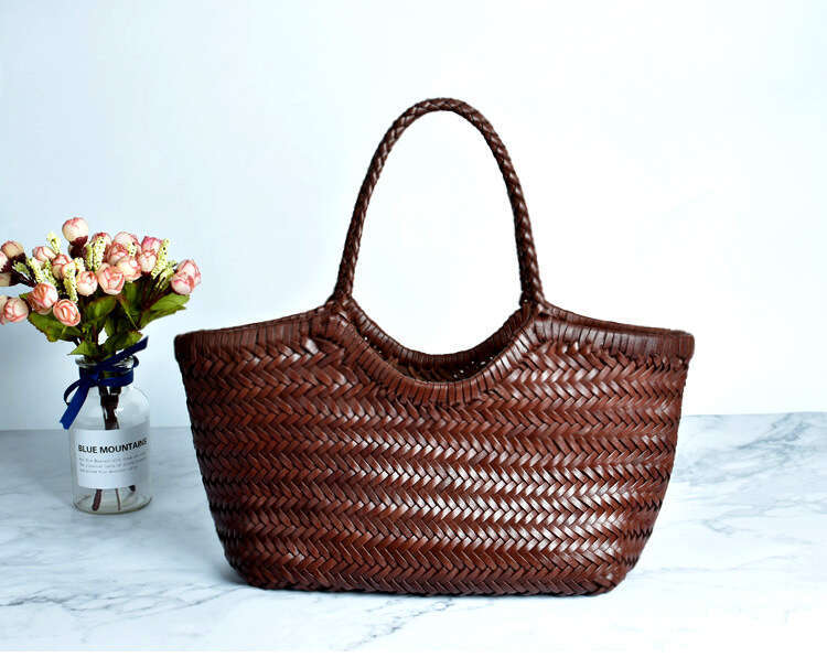 designer bag Luxury bag Dragon Diffusion First Layer Cowhide Woven Genuine Leather French Style Basket Ins Internet Celebrity Women's Bag