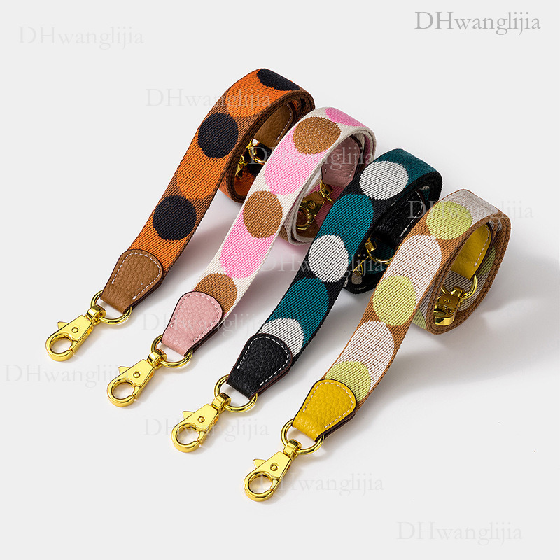 DH Luggage Accessories Women's Same Style Fashion Polka Dot Color-Block Webbing Thin Shoulder Kelly Evelyn Modified Bag Strap